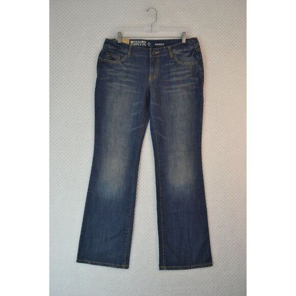 Mossimo Juniors 13 Medium Wash Lowest Waist Straight Hip Stretch Bootcut Jeans - Picture 2 of 16